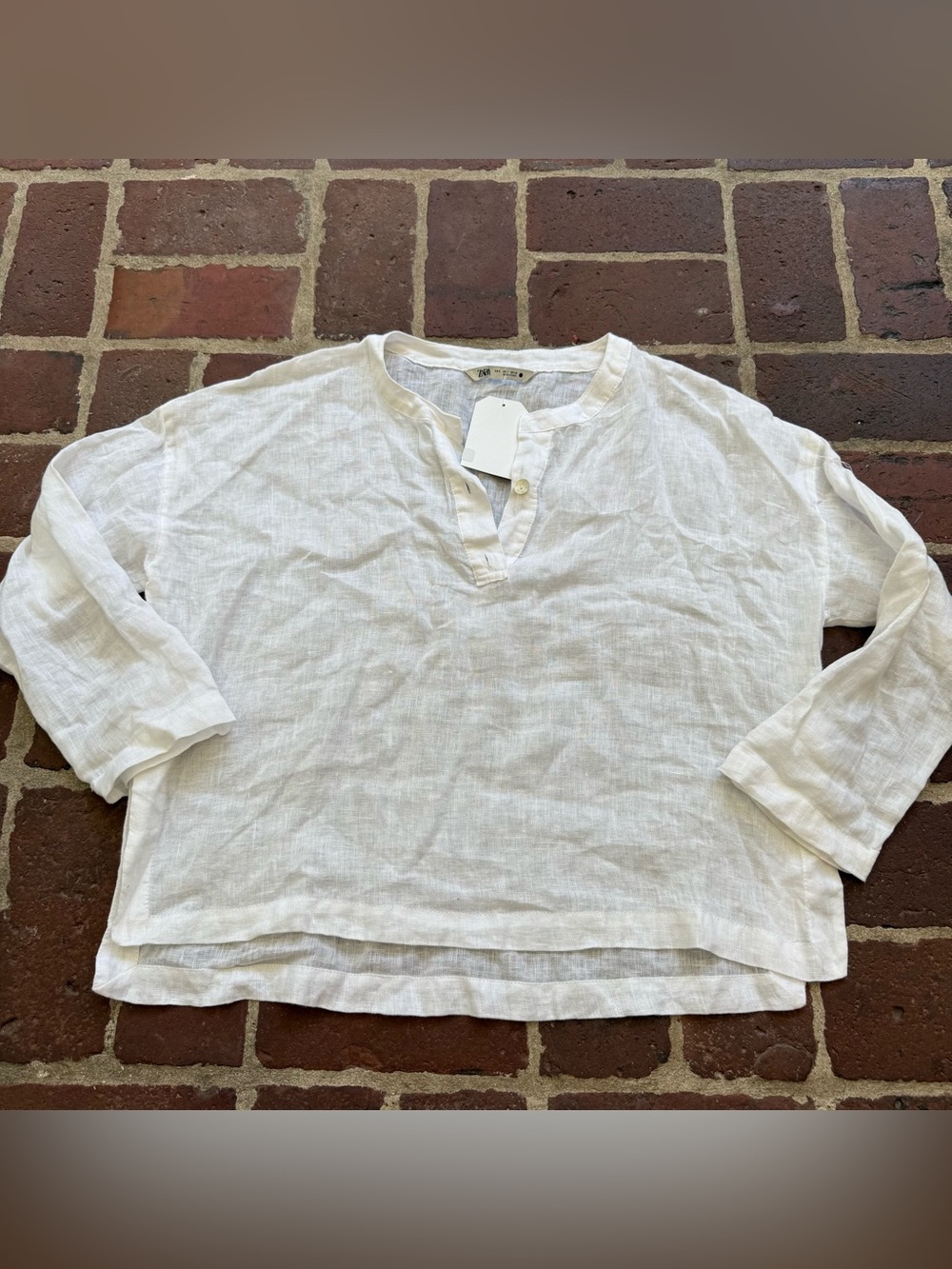 Zara 100% linen white long sleeve